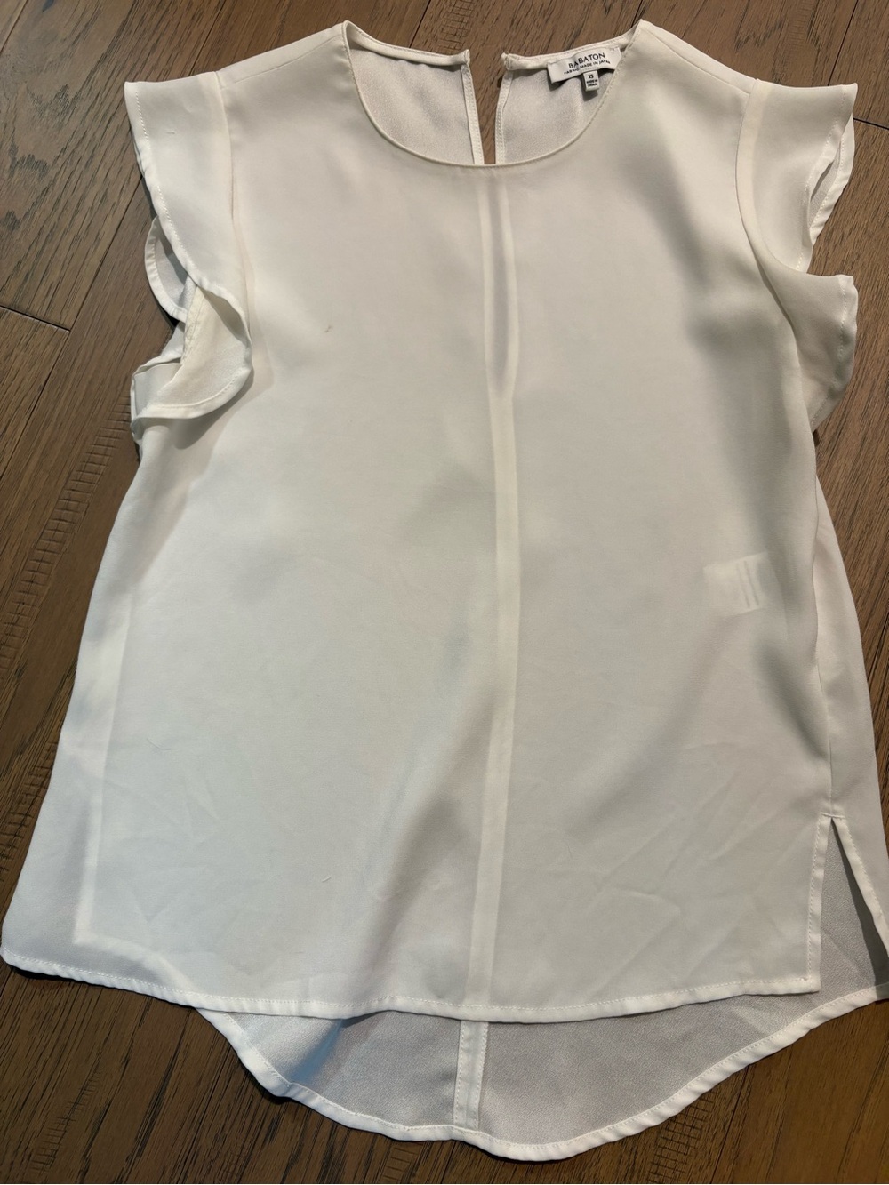 Babaton Ivory Ruffle Sleeve Silk-Blend Shell Top
